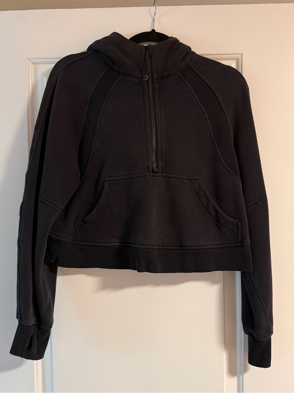 Black Half Zip Scuba Hoodie